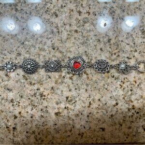 Silver and Red charm bracelet